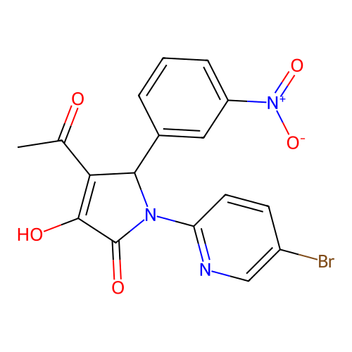 4-acetyl-1-(5-bromopyridin-2-yl)-3-hydroxy-5-(3-nitrophenyl)-1,5-dihydro-2H-pyrrol-2-one structure