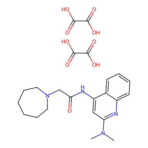 2-(azepan-1-yl)-N-(2-(dimethylamino)quinolin-4-yl)acetamide dioxalate structure