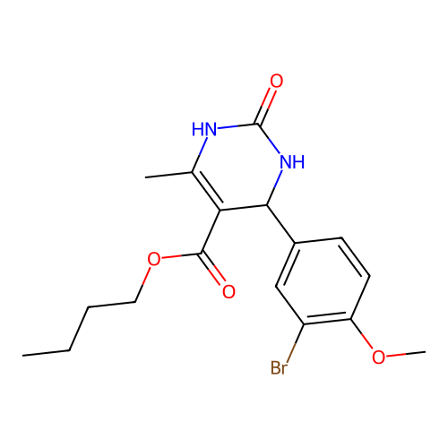 butyl 4-(3-bromo-4-methoxyphenyl)-6-methyl-2-oxo-1,2,3,4-tetrahydropyrimidine-5-carboxylate structure