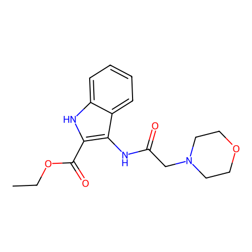 ethyl 3-[(morpholin-4-ylacetyl)amino]-1H-indole-2-carboxylate structure