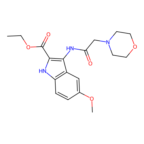 ethyl 5-methoxy-3-[(morpholin-4-ylacetyl)amino]-1H-indole-2-carboxylate structure