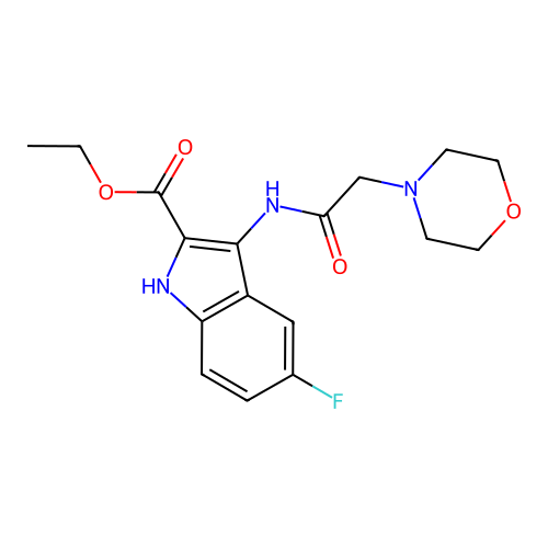 5-Fluoro-3-(2-morpholin-4-ylacetylamino)-1H-indole-2-carboxylic acid, ethyl ester structure