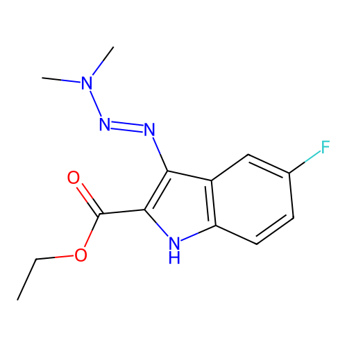 (E)-ethyl 3-(3,3-dimethyltriaz-1-en-1-yl)-5-fluoro-1H-indole-2-carboxylate structure