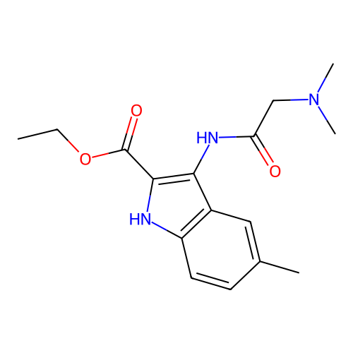 ethyl 3-[(N,N-dimethylglycyl)amino]-5-methyl-1H-indole-2-carboxylate structure