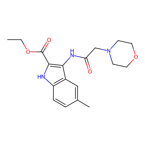 ethyl 5-methyl-3-[(morpholin-4-ylacetyl)amino]-1H-indole-2-carboxylate structure