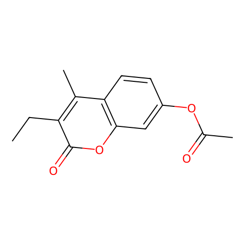 3-ethyl-4-methyl-2-oxo-2H-chromen-7-yl acetate structure