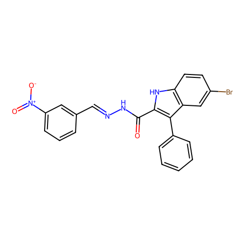 5-bromo-N'-[(E)-(3-nitrophenyl)methylidene]-3-phenyl-1H-indole-2-carbohydrazide structure