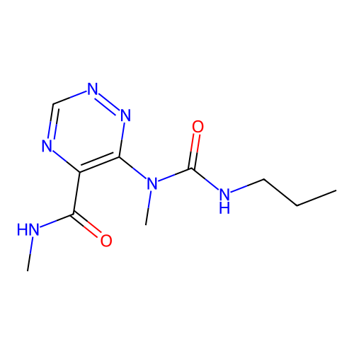 N-methyl-6-[methyl(propylcarbamoyl)amino]-1,2,4-triazine-5-carboxamide structure