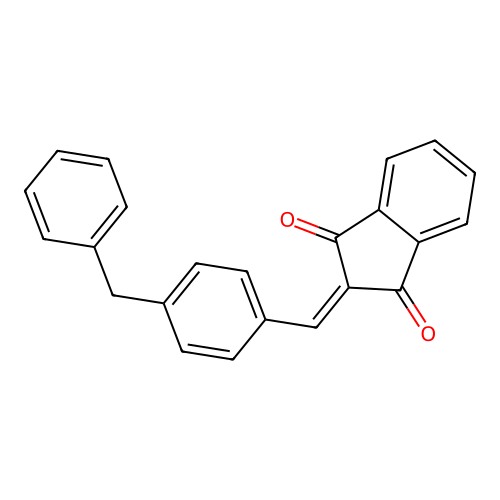 2-(4-benzylbenzylidene)-1H-indene-1,3(2H)-dione structure