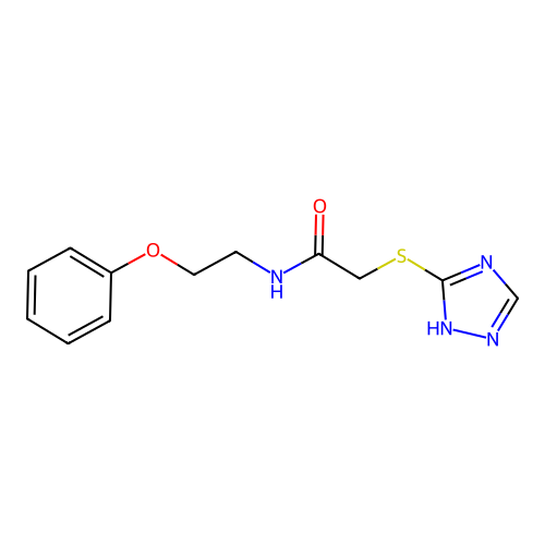 N-(2-phenoxyethyl)-2-(1H-1,2,4-triazol-5-ylsulfanyl)acetamide structure