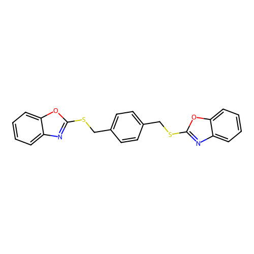 1,4-Bis((benzo[d]oxazol-2-ylthio)methyl)benzene structure