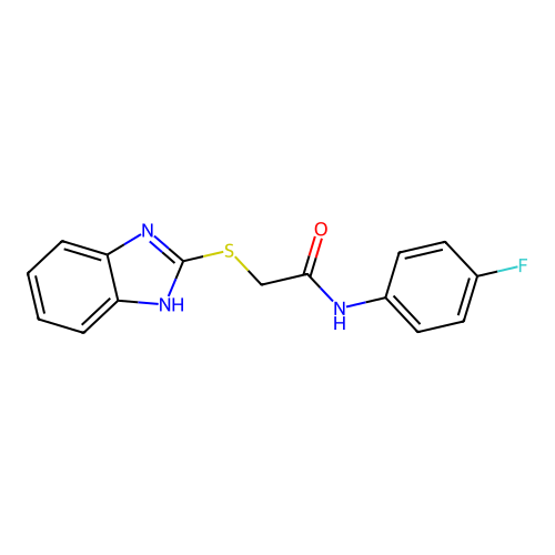 2-(1H-benzimidazol-2-ylsulfanyl)-N-(4-fluorophenyl)acetamide structure