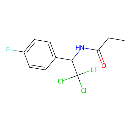 N-[2,2,2-trichloro-1-(4-fluorophenyl)ethyl]propanamide structure