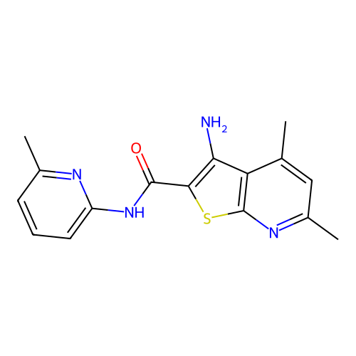 3-amino-4,6-dimethyl-N-(6-methylpyridin-2-yl)thieno[2,3-b]pyridine-2-carboxamide structure