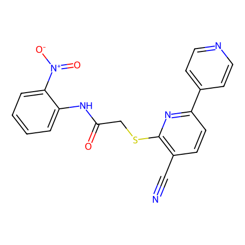 2-((5-cyano-[2,4'-bipyridin]-6-yl)thio)-N-(2-nitrophenyl)acetamide structure