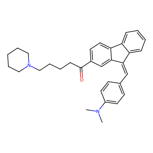 1-(9-{[4-(Dimethylamino)phenyl]methylene}fluoren-2-yl)-5-piperidylpentan-1-one structure