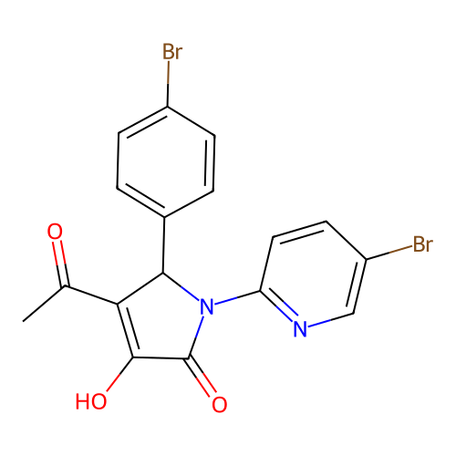 3-acetyl-2-(4-bromophenyl)-1-(5-bromopyridin-2-yl)-4-hydroxy-2H-pyrrol-5-one structure