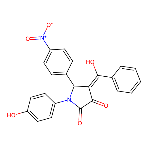 1-(4-hydroxyphenyl)-4-(hydroxy-phenyl-methylidene)-5-(4-nitrophenyl)pyrrolidine-2,3-dione structure