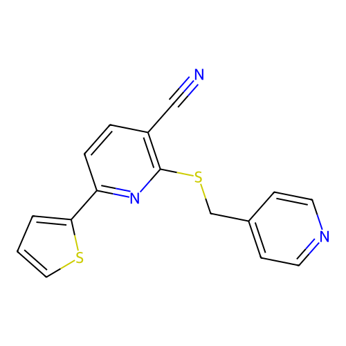 2-[(Pyridin-4-ylmethyl)sulfanyl]-6-(thiophen-2-yl)pyridine-3-carbonitrile structure