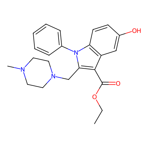 Ethyl 5-hydroxy-2-[(4-methylpiperazinyl)methyl]-1-phenylindole-3-carboxylate structure