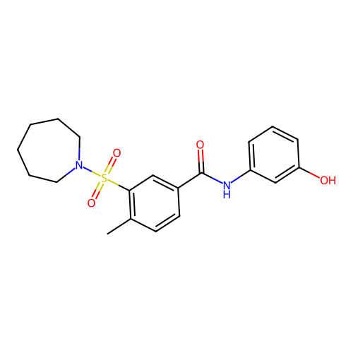 3-(azepan-1-ylsulfonyl)-N-(3-hydroxyphenyl)-4-methylbenzamide structure