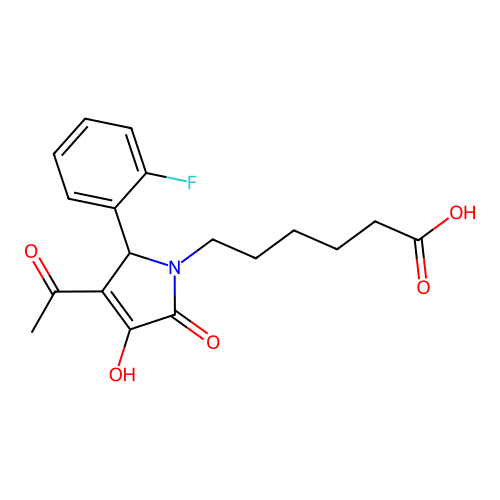 6-[3-acetyl-2-(2-fluorophenyl)-4-hydroxy-5-oxo-2,5-dihydro-1H-pyrrol-1-yl]hexanoic acid structure