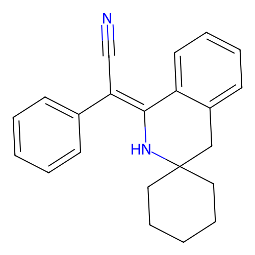 (2E)-Phenyl(2'H-spiro[cyclohexane-1,3'-isoquinolin]-1'(4'H)-ylidene)acetonitrile structure