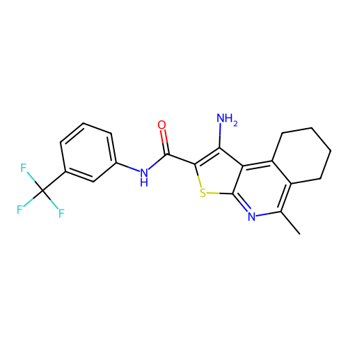 1-Amino-5-methyl-N-[3-(trifluoromethyl)phenyl]-6,7,8,9-tetrahydrothieno[2,3-c]isoquinoline-2-carboxamide structure