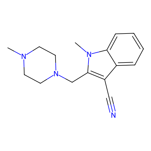 Indole-3-carbonitrile, 1-methyl-2-(4-methyl-1-piperazinylmethyl)- structure