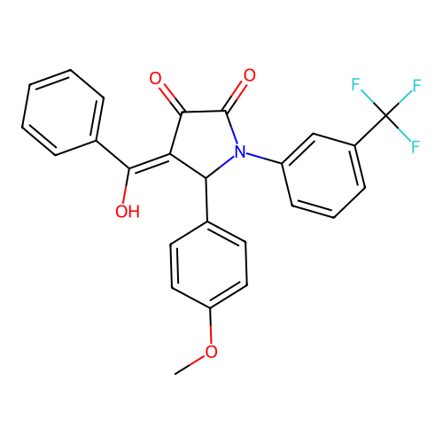 (4E)-4-[hydroxy(phenyl)methylidene]-5-(4-methoxyphenyl)-1-[3-(trifluoromethyl)phenyl]pyrrolidine-2,3-dione structure