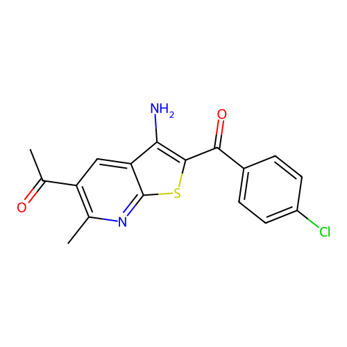 1-[3-Amino-2-(4-chlorobenzoyl)-6-methylthieno[2,3-b]pyridin-5-yl]ethanone structure