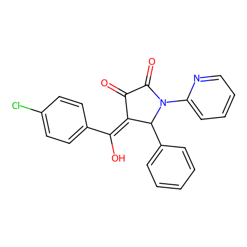 (4E)-4-[(4-chlorophenyl)-hydroxymethylidene]-5-phenyl-1-pyridin-2-ylpyrrolidine-2,3-dione structure