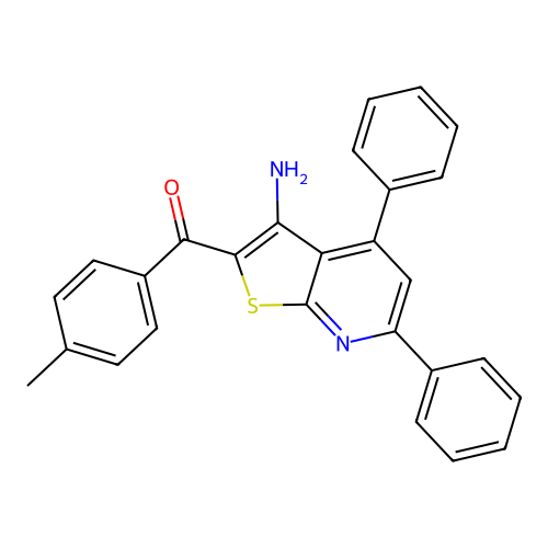 (3-Amino-4,6-diphenylthieno[2,3-b]pyridin-2-yl)(4-methylphenyl)methanone structure