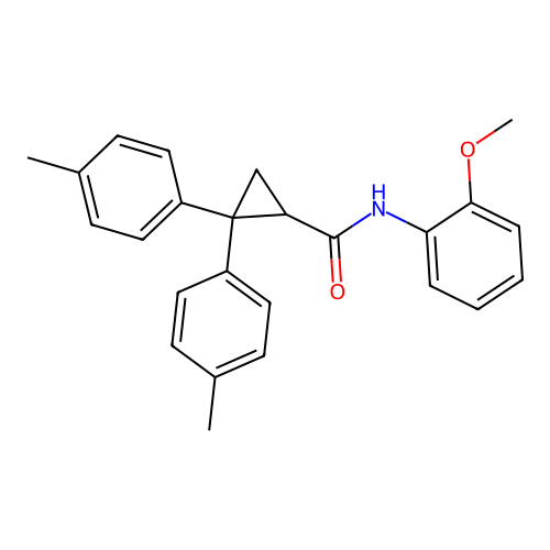N-(2-methoxyphenyl)-2,2-bis(4-methylphenyl)cyclopropane-1-carboxamide structure