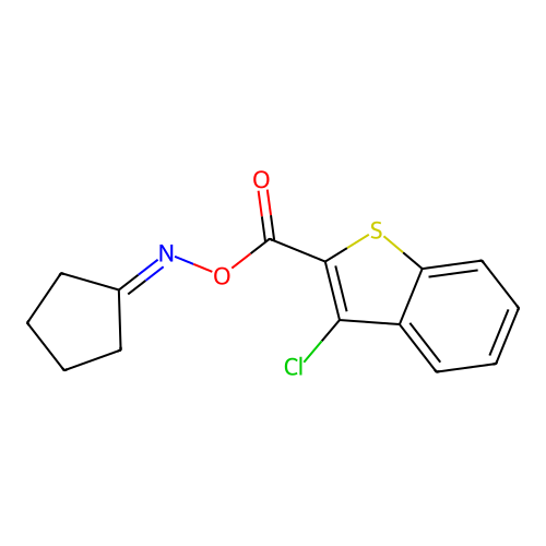 Benzo[b]thiophene-2-carboxylic acid, 3-chloro-, cyclopentylidenamino ester structure