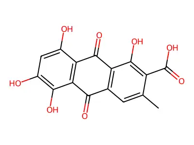 1,5,6,8-Tetrahydroxy-3-methyl-9,10-dioxoanthracene-2-carboxylic acid structure