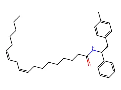 N-[2-(4-methylphenyl)-1-phenylethyl]octadeca-9,12-dienamide structure