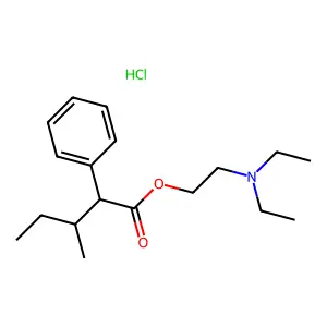Valeric acid, 3-methyl-2-phenyl-, 2-(diethylamino)ethyl ester, hydrochloride structure