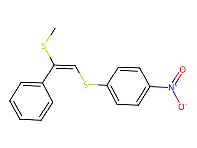 alpha-Methylthio-beta-(4-nitrophenyl)thiostyrene, (E)- structure