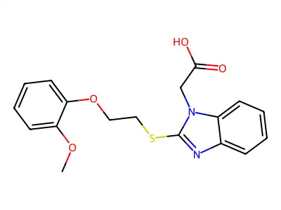 {2-[2-(2-Methoxy-phenoxy)-ethylsulfanyl]-benzoimidazol-1-yl}-acetic acid structure