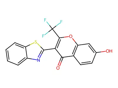 3-(1,3-benzothiazol-2-yl)-7-hydroxy-2-(trifluoromethyl)-4H-chromen-4-one structure