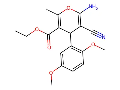 ethyl 6-amino-5-cyano-4-(2,5-dimethoxyphenyl)-2-methyl-4H-pyran-3-carboxylate structure