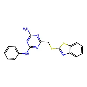 6-(Benzothiazol-2-ylsulfanylmethyl)-N-phenyl-[1,3,5]triazine-2,4-diamine structure