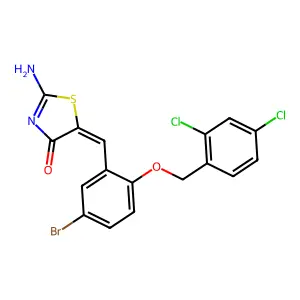 5-{5-Bromo-2-[(2,4-dichlorobenzyl)oxy]benzylidene}-2-imino-1,3-thiazolidin-4-one structure