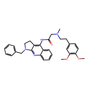 N-(1-benzyl-2,3-dihydropyrrolo[2,3-b]quinolin-4-yl)-2-[2-(3,4-dimethoxyphenyl)ethyl-methylamino]acetamide structure