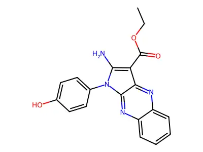 Ethyl 2-amino-1-(4-hydroxyphenyl)-1H-pyrrolo(2,3-B)quinoxaline-3-carboxylate structure
