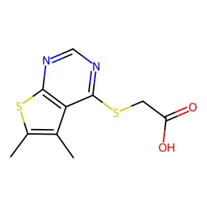(5,6-Dimethyl-thieno[2,3-d]pyrimidin-4-ylsulfanyl)-acetic acid structure