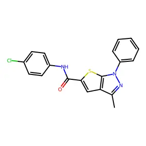 N-(4-chlorophenyl)-3-methyl-1-phenyl-1H-thieno[2,3-c]pyrazole-5-carboxamide structure