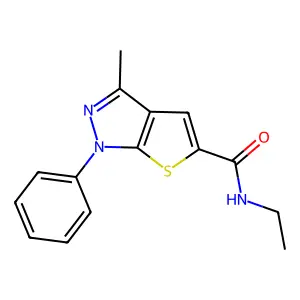 N-ethyl-3-methyl-1-phenyl-1H-thieno[2,3-c]pyrazole-5-carboxamide structure