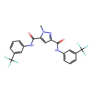 1-methyl-3-N,5-N-bis[3-(trifluoromethyl)phenyl]pyrazole-3,5-dicarboxamide structure
